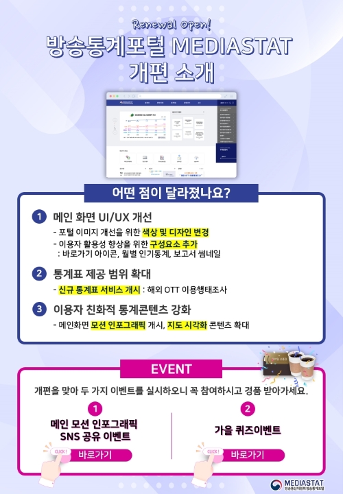 방송통계포털 MEDIASTAT 개편 소개 이미지